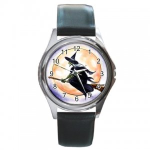 Flying Witch on the Broom Round Metal Watch FREE SHIPPING