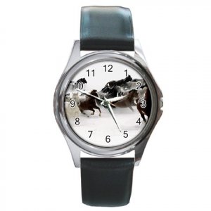 Galloping Horse Herd Round Metal Watch FREE SHIPPING