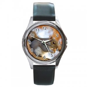 Grey Squirrel Round Metal Watch FREE SHIPPING