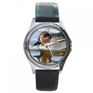 Green-Winged Wild Duck Round Metal Watch FREE SHIPPING
