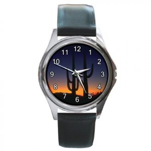 Desert Night Skyline Round Metal Watch FREE SHIPPING