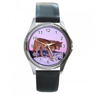 Gray Wolf at Dusk Round Metal Watch FREE SHIPPING