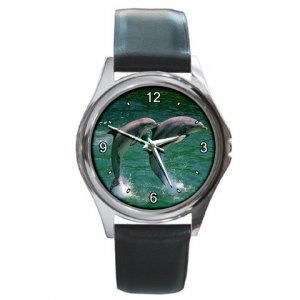 Two Dolphins Round Metal Watch FREE SHIPPING