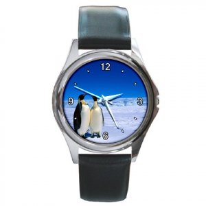 Emperor Penguins Round Metal Watch FREE SHIPPING