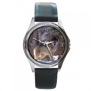 Gray Wolf in the Winter Round Metal Watch FREE SHIPPING