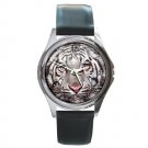 Captivating White Tiger Eyes Round Metal Watch FREE SHIPPING