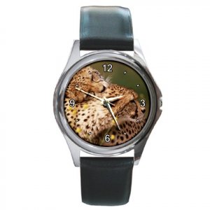Affectionate Cheetahs Round Metal Watch FREE SHIPPING