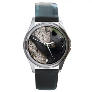 Black Bear Cub Round Metal Watch FREE SHIPPING