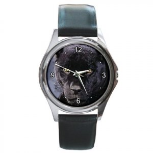 Dark Mood Panther Wild Cat Round Metal Watch FREE SHIPPING