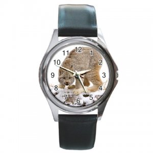 Canadian Lynx Wild Cat Round Metal Watch FREE SHIPPING