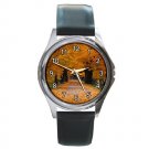 Fall Leaves Road View Round Metal Watch FREE SHIPPING