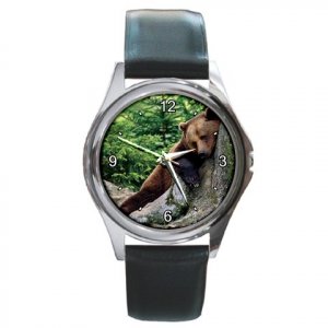 Tree Hugging Bear Round Metal Watch FREE SHIPPING