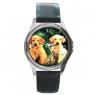 Three Yellow Pups Dogs Round Metal Watch FREE SHIPPING