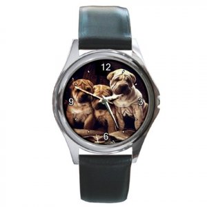 Cute Pups Dogs Round Metal Watch FREE SHIPPING