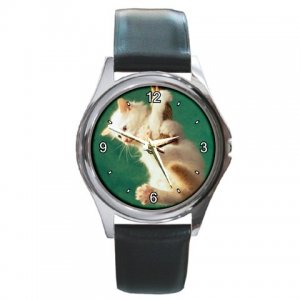 Hang in There Kitty Cat Round Metal Watch FREE SHIPPING