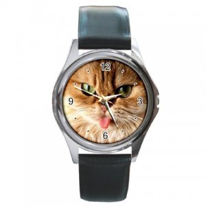Sassy Kitty Cat Round Metal Watch FREE SHIPPING