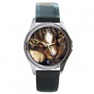 Shy Kitty Cat Round Metal Watch FREE SHIPPING