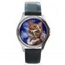 Fashion Kitty Cat Round Metal Watch FREE SHIPPING