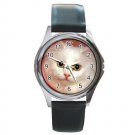 Pretty in Pink Kitty Cat Round Metal Watch FREE SHIPPING