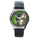 Cute Grey Tiger Kitty Cat Round Metal Watch FREE SHIPPING