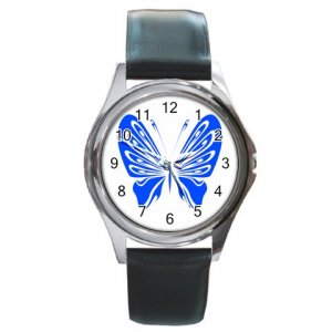 Blue Butterfly Round Metal Watch FREE SHIPPING