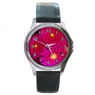Pink Flowers Round Metal Watch FREE SHIPPING