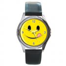 Smiley Face Licking Lips Round Metal Watch FREE SHIPPING