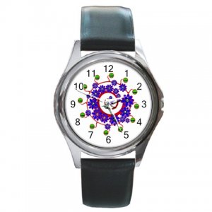 Blue Flowers Sphere Round Metal Watch FREE SHIPPING