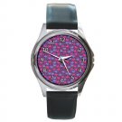 Red and Blue Hearts Round Metal Watch FREE SHIPPING