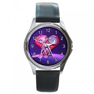 Alien Love Pink Heart Round Metal Watch FREE SHIPPING