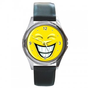 Smiley Face Wide Smile Round Metal Watch FREE SHIPPING