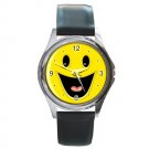 Smiley Face Open Wide Round Metal Watch FREE SHIPPING