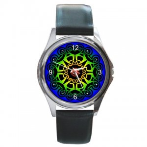 Celtic Design Blue Green Round Metal Watch FREE SHIPPING