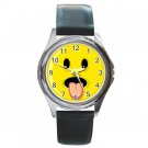 Tongue Out Smiley Face Round Metal Watch FREE SHIPPING