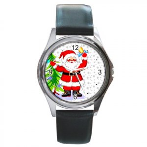 Santa Ringing Bell 2 Round Metal Watch FREE SHIPPING