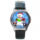 Snowman with Raccoons 2 Round Metal Watch FREE SHIPPING
