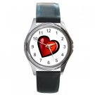 Red Glass Heart Round Metal Watch FREE SHIPPING