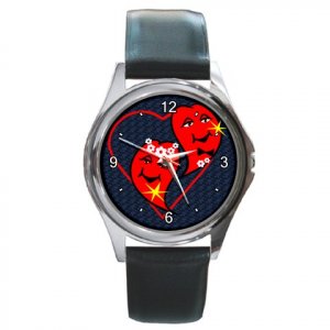 Bride and Groom Wedding Hearts Round Metal Watch FREE SHIPPING