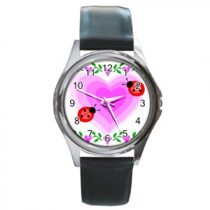 Love Ladybugs Round Metal Watch FREE SHIPPING