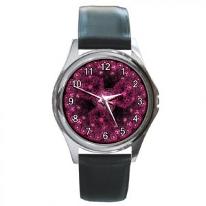 Purple Light Flower Round Metal Watch FREE SHIPPING