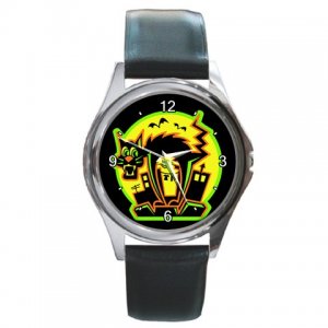 Black Cat Halloween on Black Round Metal Watch FREE SHIPPING