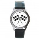 Racing Checkered Flags Round Metal Watch FREE SHIPPING