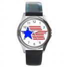 Blue Star Red Shadow Round Metal Watch FREE SHIPPING
