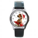 Christmas Puppy Dog Round Metal Watch FREE SHIPPING
