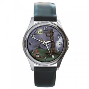 Spooky Night Round Metal Watch FREE SHIPPING
