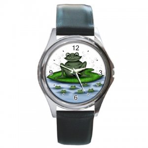 Frog on the Lilypad Round Metal Watch FREE SHIPPING