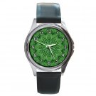 Green Fern Pink Lily Round Metal Watch FREE SHIPPING