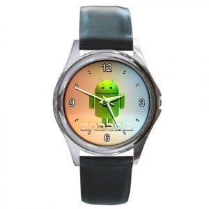 Android Robot on Pastel Round Metal Watch FREE SHIPPING