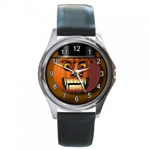 Halloween Scary Pumkin Wearing Hat Round Metal Watch FREE SHIPPING