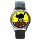 Halloween Scary Black Cat Bright Moon Round Metal Watch FREE SHIPPING